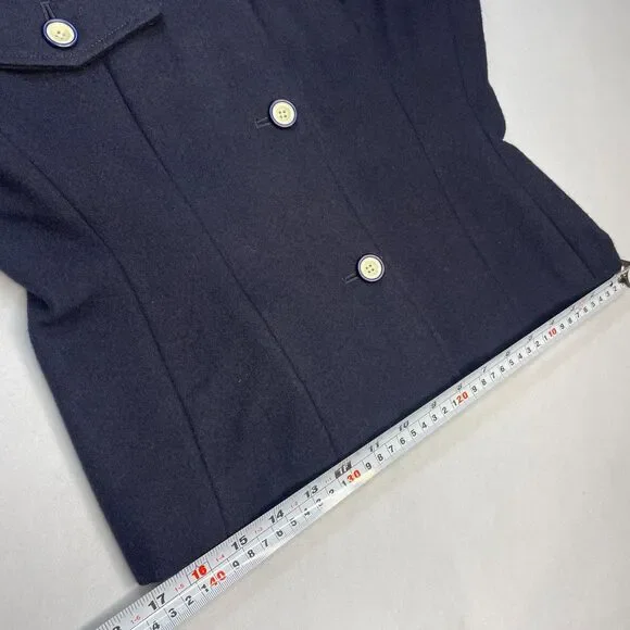 ~ Vintage RARE Armani Jeans Med Wool Military Jacket HTF Women's Button Up Lined - Picture 10 of 14